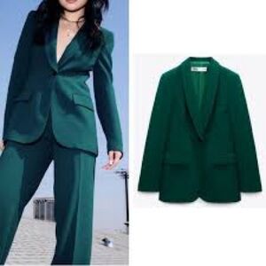 Zara blogger medium Teal Blazer